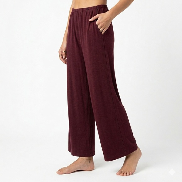 Skin Other - Skin Organic 100% Pima Cotton Wide-Leg Relaxed Burgundy Pants Women’s 1